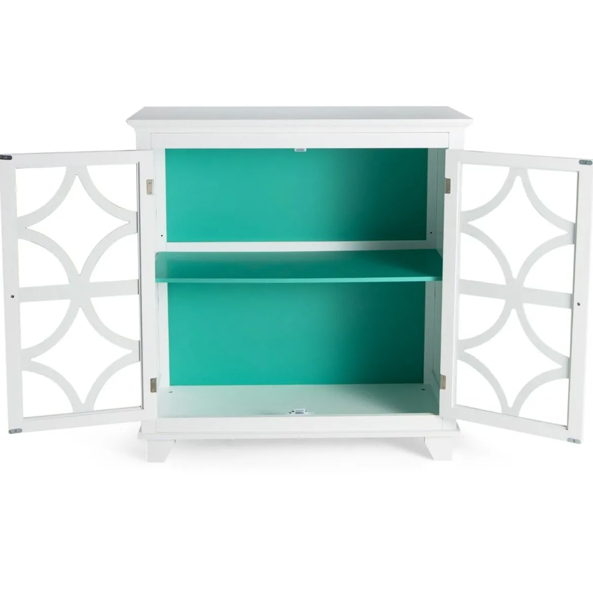 Kommode mit verstellbarem Regal Holz Sideboard mit Glastür Aufbewahrungsschrank für Küche Wohnzimmer Grün