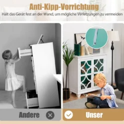 Kommode mit verstellbarem Regal Holz Sideboard mit Glastür Aufbewahrungsschrank für Küche Wohnzimmer Grün