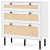 Kommode Schubladenschrank mit 3 Schubladen aus Rattan 75 x 35 x 77,5 cm Weiß