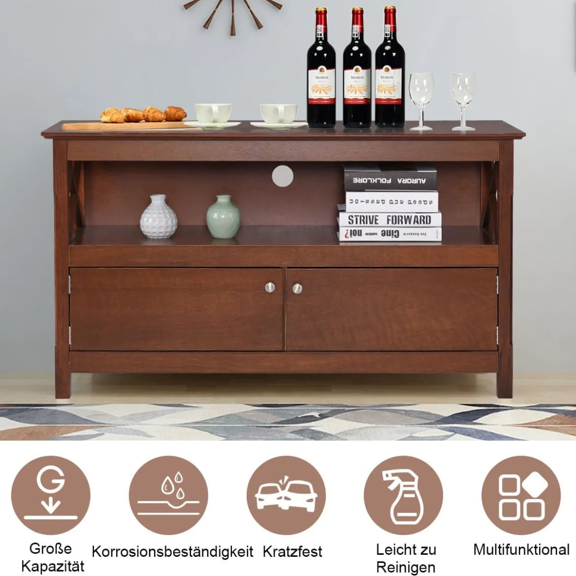 Kommode TV-Kommode für Fernseher 112 x 40 x 61 cm Braun