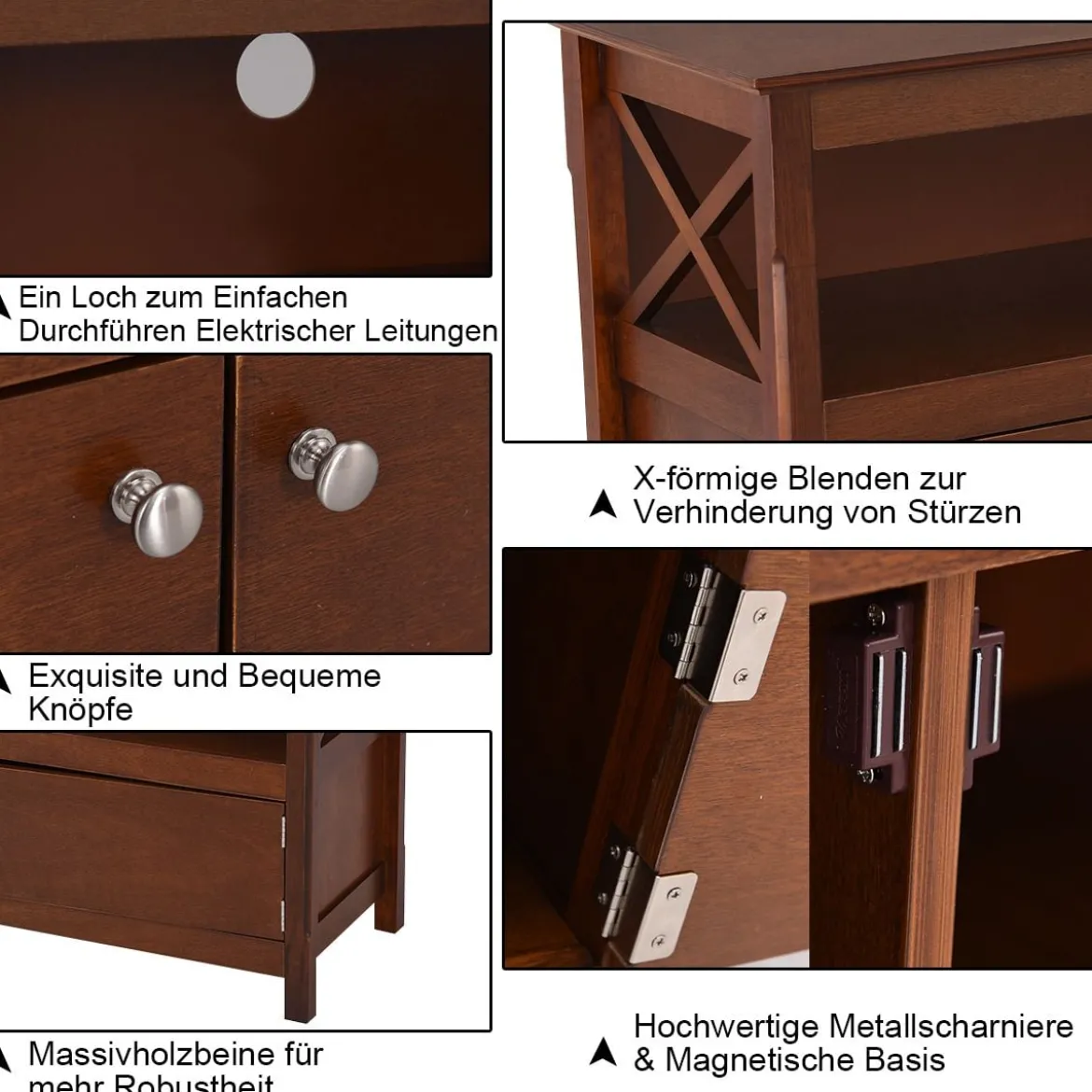 Kommode TV-Kommode für Fernseher 112 x 40 x 61 cm Braun