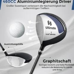 Komplette Golfschläger- & Taschenset für Linkshänder Herren tragbare leichte Golf-Standtasche