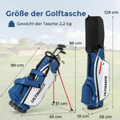 Komplette Golfschläger- & Taschenset für Linkshänder Herren tragbare leichte Golf-Standtasche