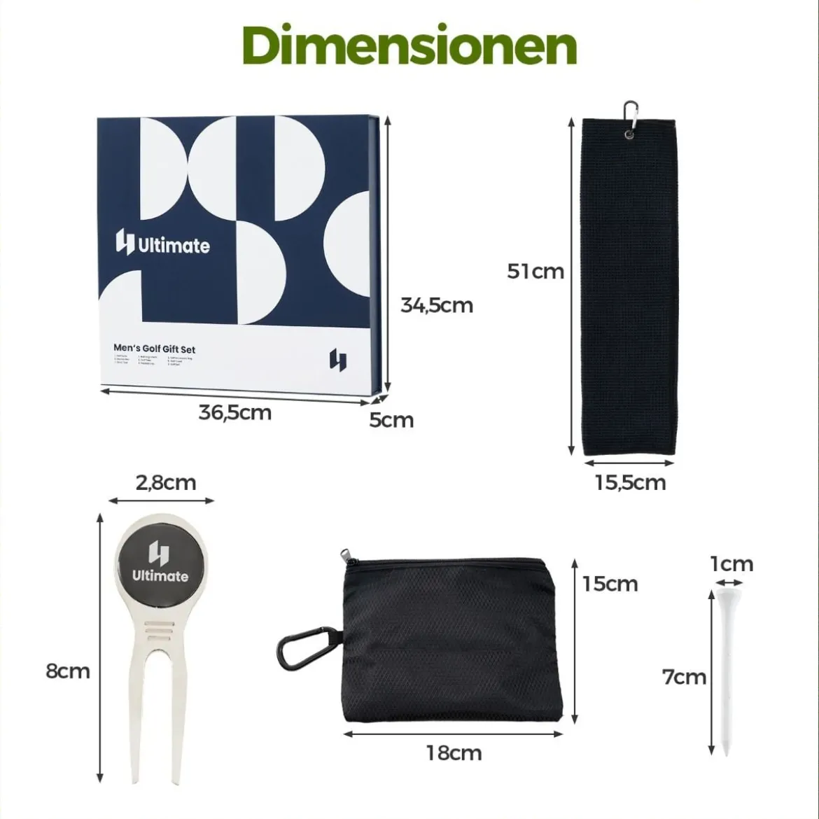 Komplettes Golf Geschenkset für Herren Golf-Zubehör Set mit 3 Golfbällen Golfgeschenk in Geschenkbox