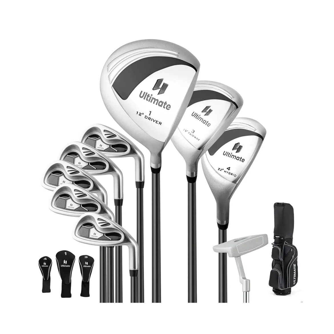 Komplettes Golfschläger-Set Rechtshändig für Damen Golfschlägersätze mit Tragetasche Schwarz