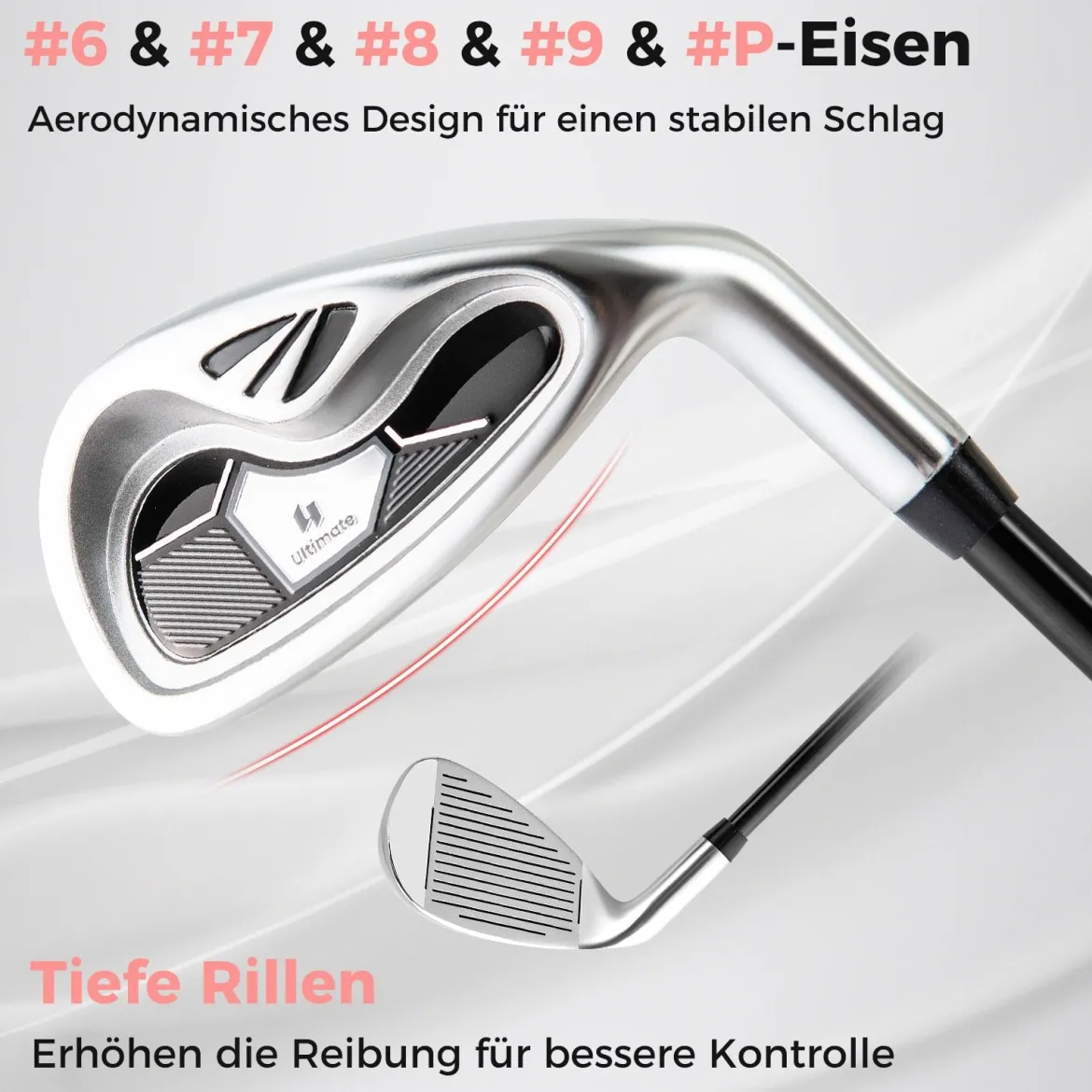 Komplettes Golfschläger-Set Rechtshändig für Damen Golfschlägersätze mit Tragetasche Schwarz