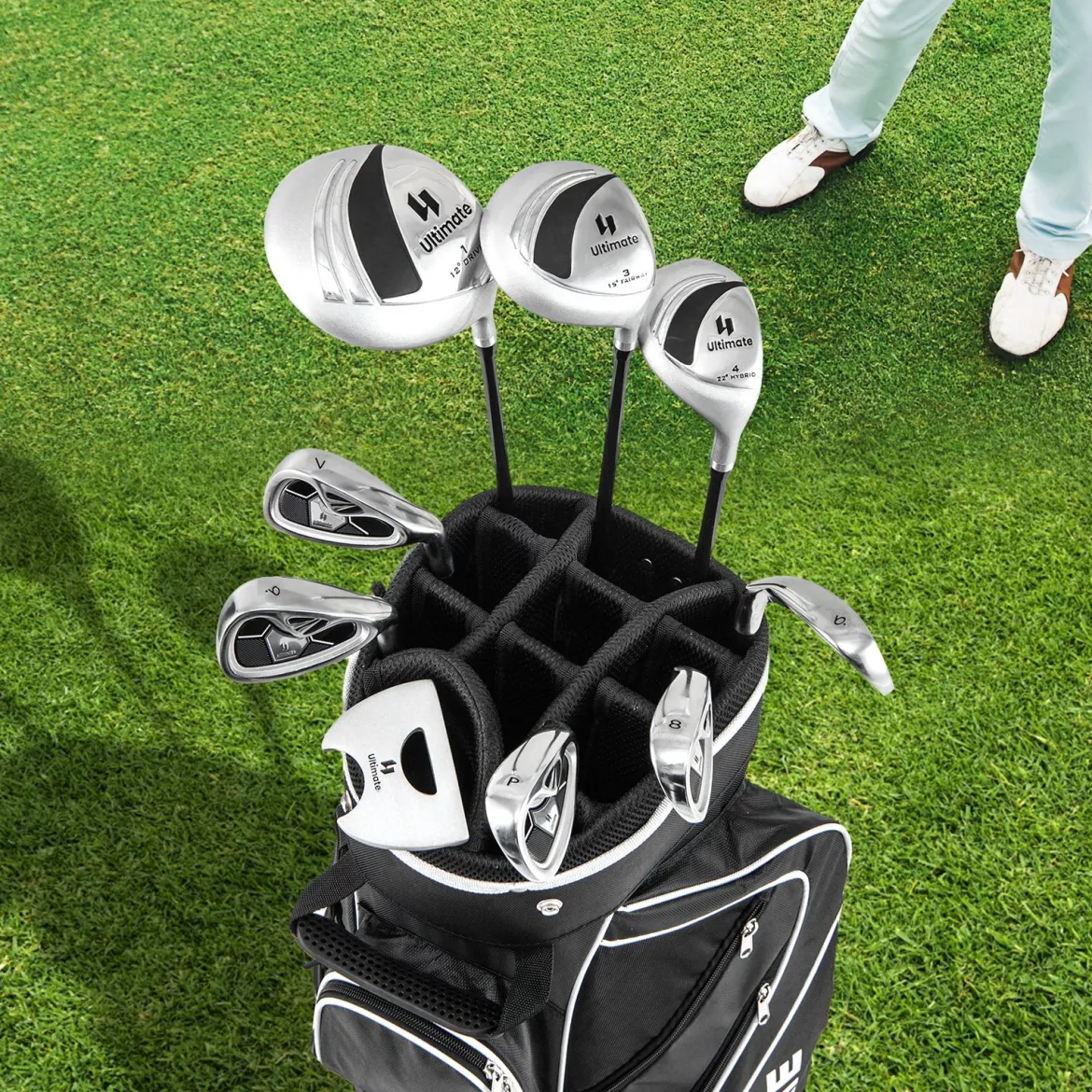 Komplettes Golfschläger-Set Rechtshändig für Damen Golfschlägersätze mit Tragetasche Schwarz