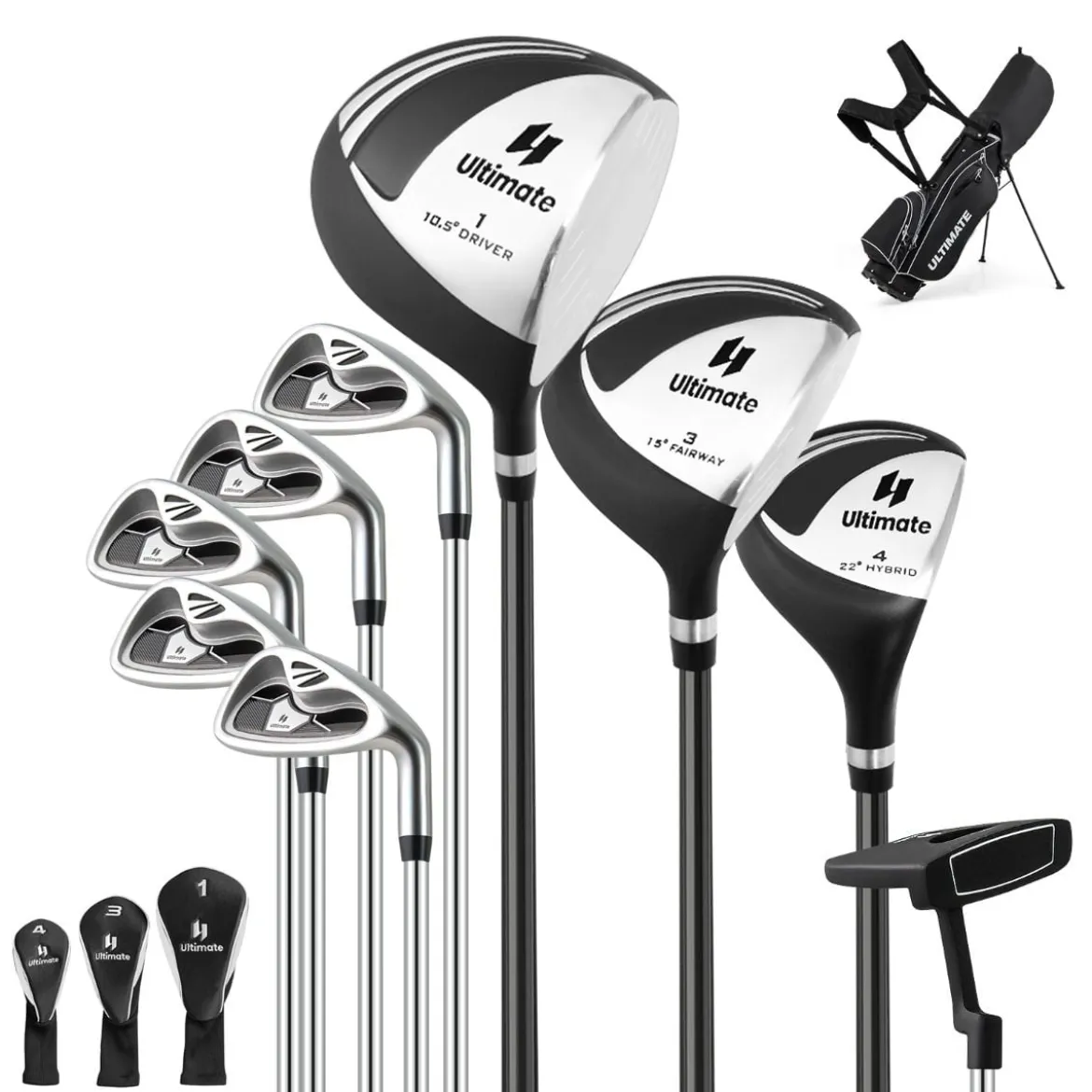 Komplettes Herren Golfschläger Set 9 Teilige Golfschlägersätze Rechtshändig mit Regenhaube