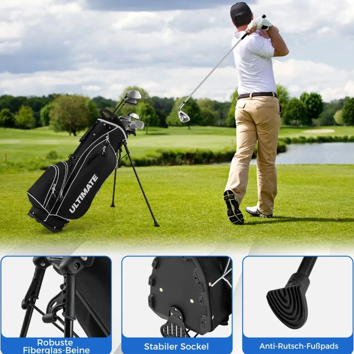 Komplettes Herren Golfschläger Set 9 Teilige Golfschlägersätze Rechtshändig mit Regenhaube