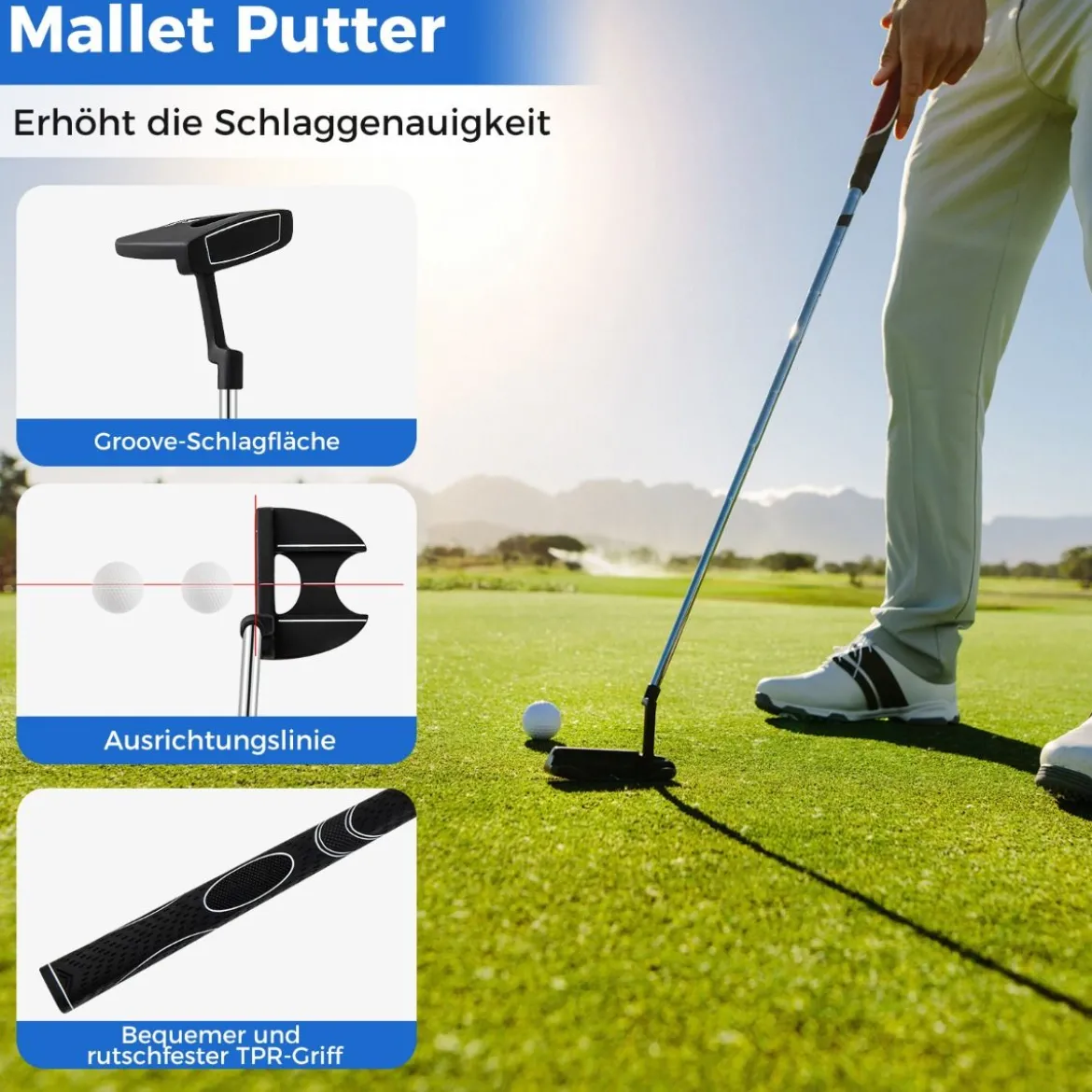 Komplettes Herren Golfschläger Set 9 Teilige Golfschlägersätze Rechtshändig mit Regenhaube