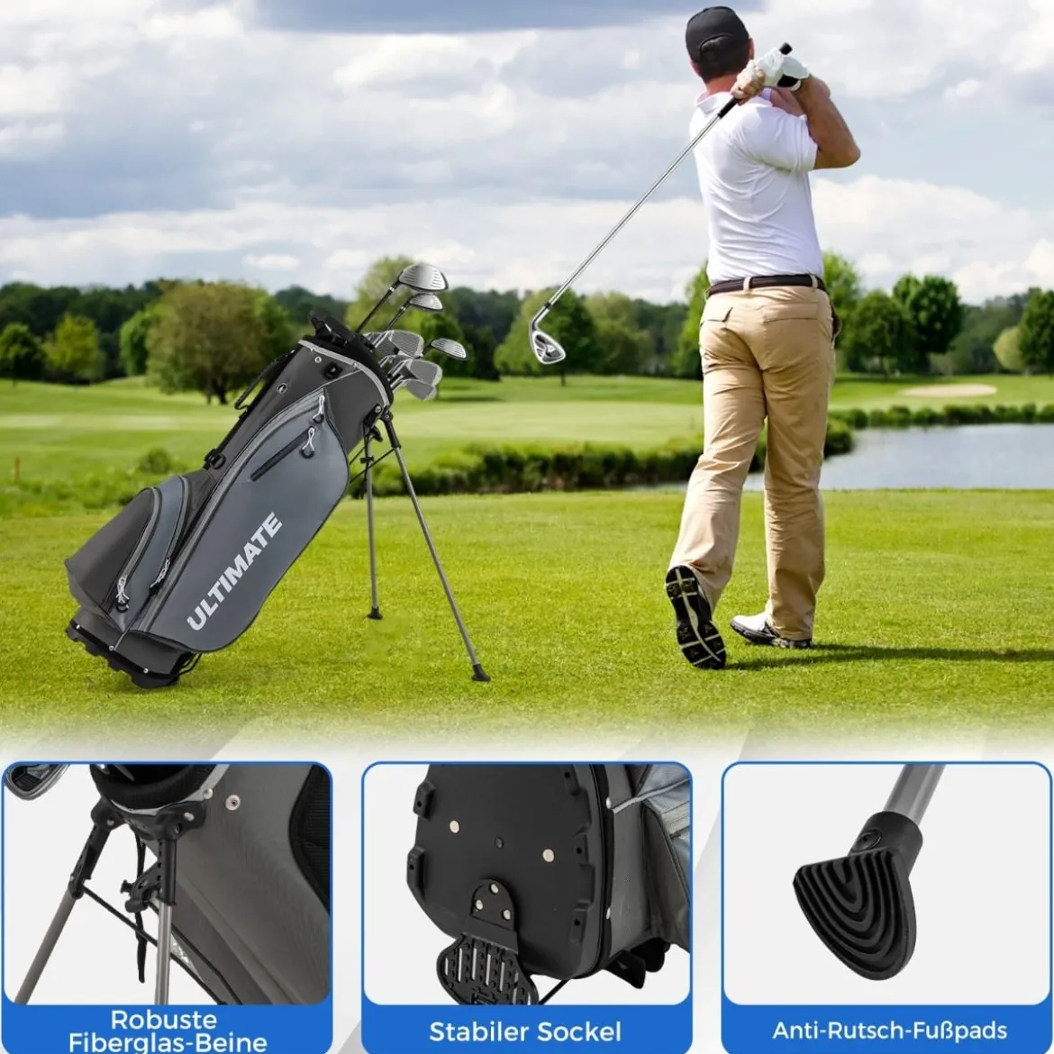 Komplettes Herren Golfschläger Set 9 Teilige Golfschlägersätze Rechtshändig mit Regenhaube