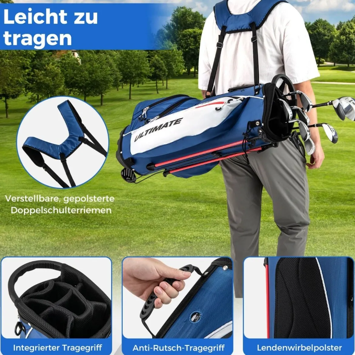 Komplettes Herren Golfschläger Set 9 Teilige Golfschlägersätze Rechtshändig mit Regenhaube