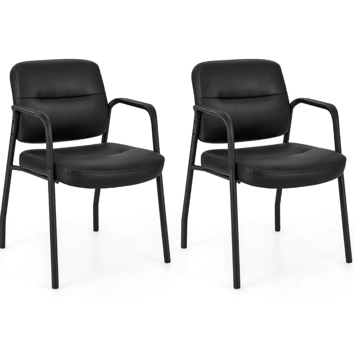 Konferenzstühle 2er Set gepolsterte Besucherstühle mit Armlehnen und Metallrahmen 58 x 56 x 81 cm Schwarz