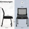 Konferenzstühle 2er Set stapelbare Besucherstühle mit Rollen armlose Stapelstühle für Büro Schwarz