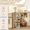 Konkaves Bücherregal mit Kippschutz 3 Ebenen Standregal Holz Raumteiler Regal Natur