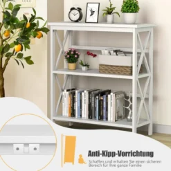 Konsolentisch aus Holz mit Kippschutz & Stabilem Rahmen Moderner Beistelltisch 79 x 32 x 86 cm Weiß