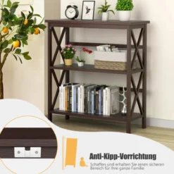 Konsolentisch aus Holz mit Kippschutz & Stabilem Rahmen Moderner Beistelltisch 79 x 32 x 86 cm Kaffee