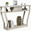 Konsolentisch aus Holz mit Schublade & Regal Eingangstisch Beistelltisch 120 x 30 x 81 cm Grau