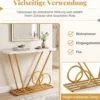 Konsolentisch 100cm moderner Einlagetisch mit Marmor-Optik und Wagen-inspiriertem Design Beistelltisch Weiß