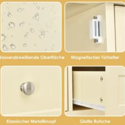 Konsolentisch Flurtisch mit 2 Schubladen und Schränken Buffet-Tisch Beistelltisch Holz Weiß