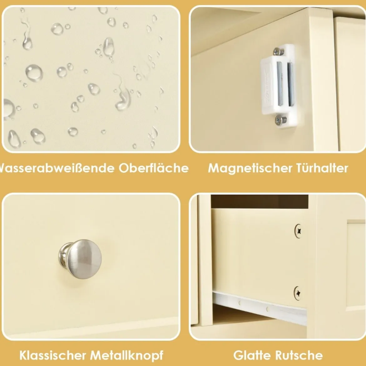 Konsolentisch Flurtisch mit 2 Schubladen und Schränken Buffet-Tisch Beistelltisch Holz Weiß