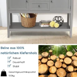 Konsolentisch Flurtisch mit2 Schubladen Beistelltisch Holz 117 x 38 x 86,5 cm Grau