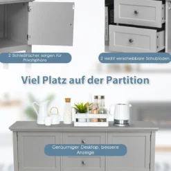 Konsolentisch Flurtisch mit2 Schubladen Beistelltisch Holz 117 x 38 x 86,5 cm Grau