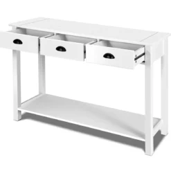 Konsolentisch Industrie Design Beistelltisch mit 3 Schubladen Ablage Beistelltisch Weiß