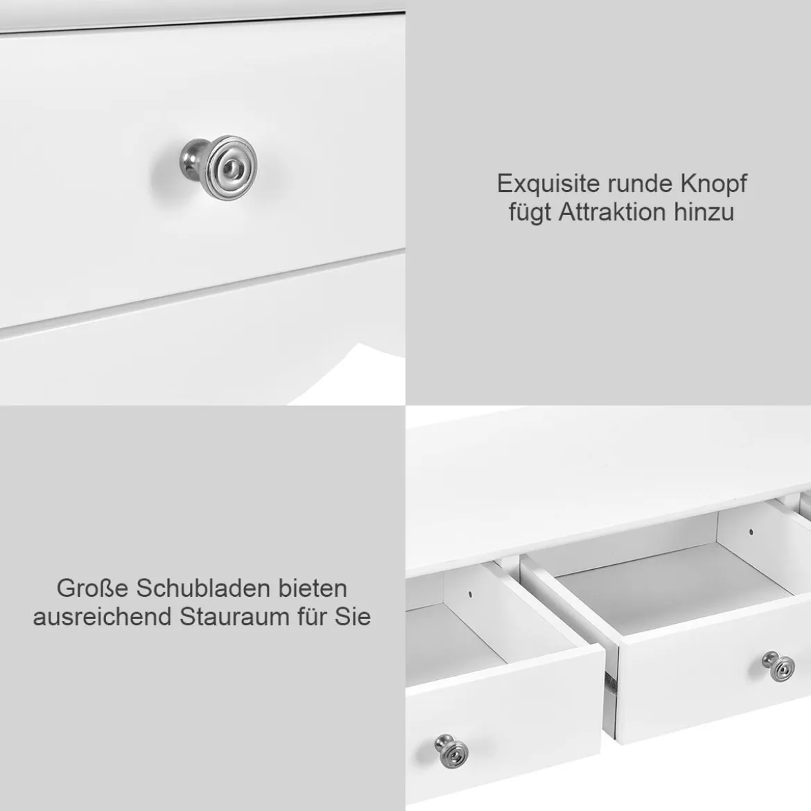 Konsolentisch mit 3 Schubladen Computertisch für Heimbüro 100x 32 x 75 cm Weiß