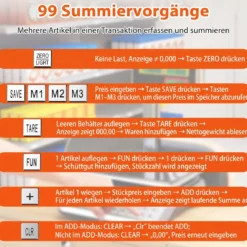 Kontrollwaage 40 kg / 5 g mit Doppelseitiger Hochanzeige Ladenwaage mit Integriertem Akku