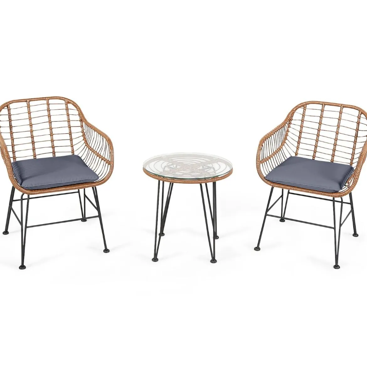 Korbmöbel-Set3-Teiliges Modernes Bistro-Set für die Terrasse