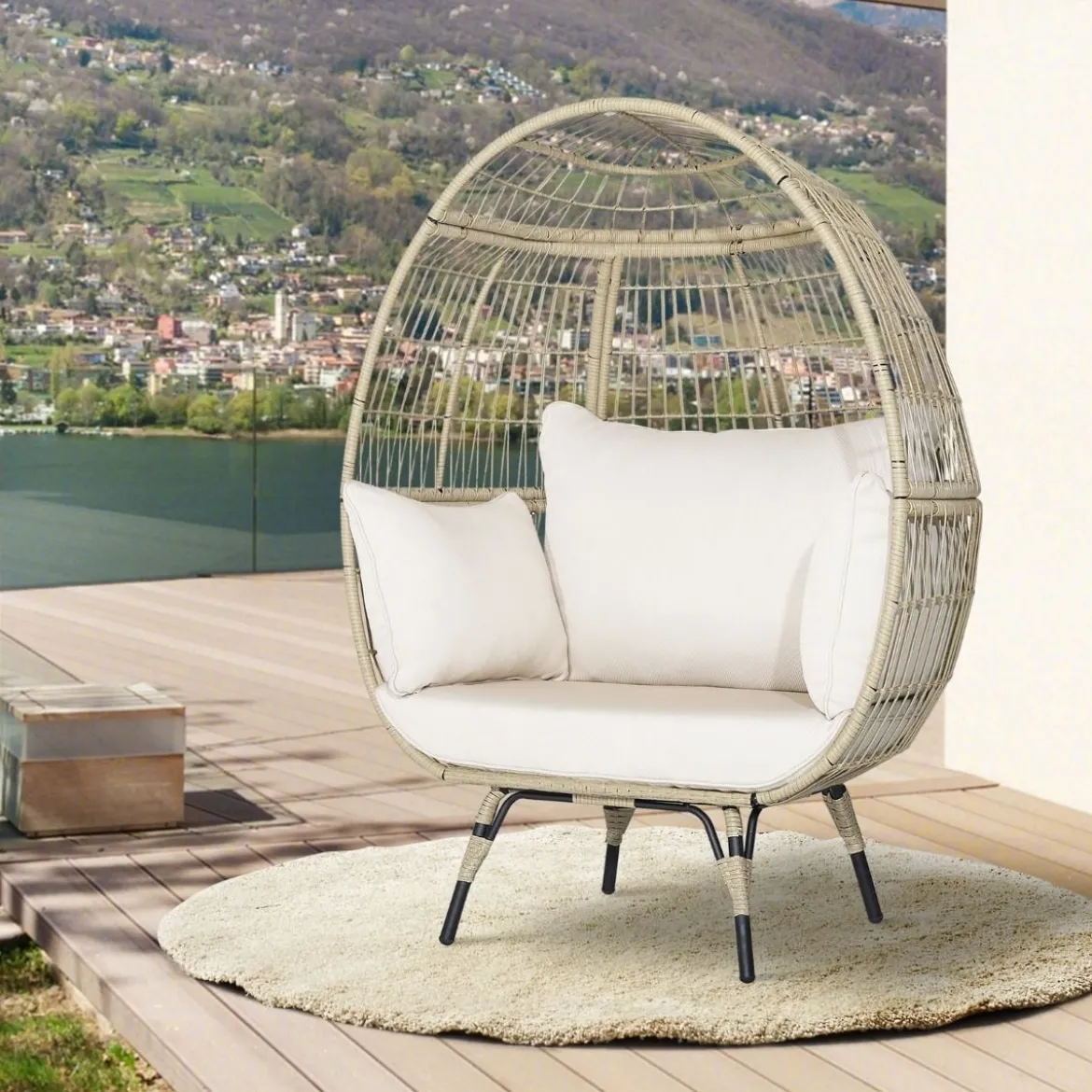 Korbsessel in Eiform Übergroßer Indoor- und Outdoor-Loungesessel
