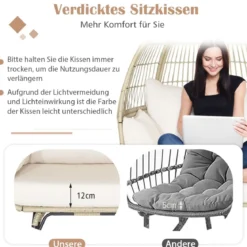 Korbsessel in Eiform Übergroßer Indoor- und Outdoor-Loungesessel