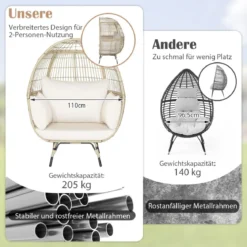 Korbsessel in Eiform Übergroßer Indoor- und Outdoor-Loungesessel