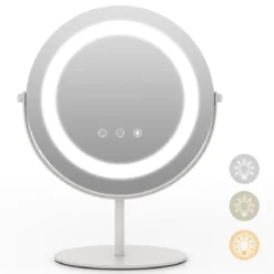 Kosmetikspiegel mit 25 cm Durchmesser & Beleuchtung 3-farbiger dimmbarer LED-Spiegel Weiß