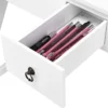 Kosmetiktisch 9 Fächer Multifunktionaler Frisiertisch Schminktisch mit Hocker und Klappspiegel Weiß 80 x 40 x 76 cm