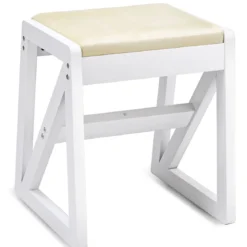 Kosmetiktisch 9 Fächer Multifunktionaler Frisiertisch Schminktisch mit Hocker und Klappspiegel Weiß 80 x 40 x 76 cm