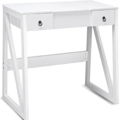Kosmetiktisch 9 Fächer Multifunktionaler Frisiertisch Schminktisch mit Hocker und Klappspiegel Weiß 80 x 40 x 76 cm