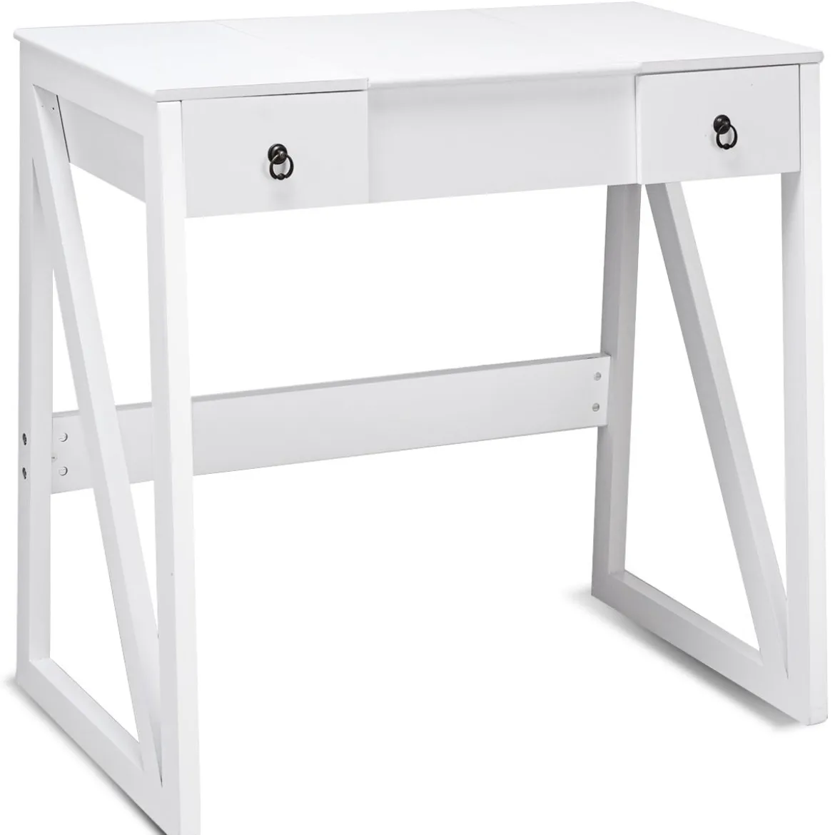 Kosmetiktisch 9 Fächer Multifunktionaler Frisiertisch Schminktisch mit Hocker und Klappspiegel Weiß 80 x 40 x 76 cm