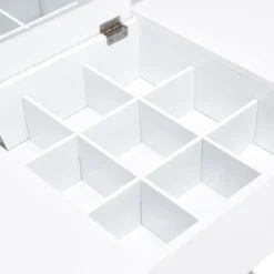 Kosmetiktisch 9 Fächer Multifunktionaler Frisiertisch Schminktisch mit Hocker und Klappspiegel Weiß 80 x 40 x 76 cm