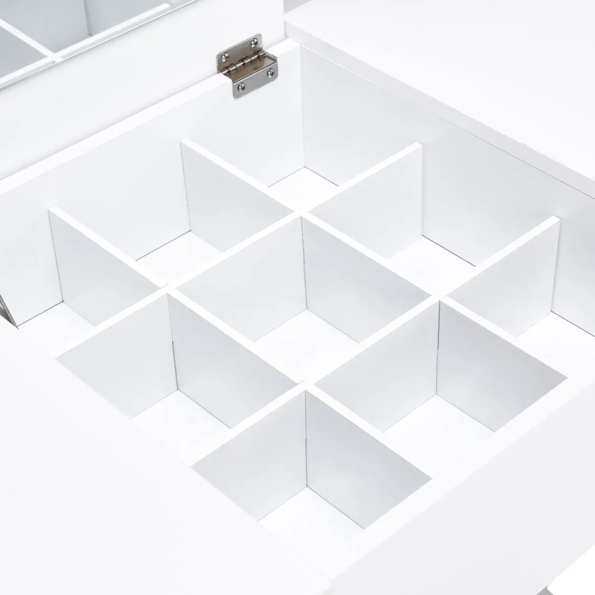 Kosmetiktisch 9 Fächer Multifunktionaler Frisiertisch Schminktisch mit Hocker und Klappspiegel Weiß 80 x 40 x 76 cm