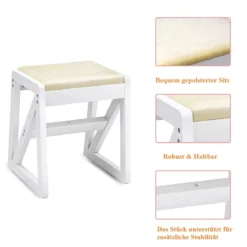 Kosmetiktisch 9 Fächer Multifunktionaler Frisiertisch Schminktisch mit Hocker und Klappspiegel Weiß 80 x 40 x 76 cm