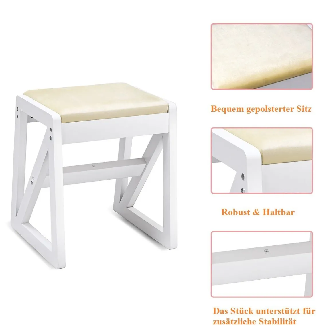Kosmetiktisch 9 Fächer Multifunktionaler Frisiertisch Schminktisch mit Hocker und Klappspiegel Weiß 80 x 40 x 76 cm