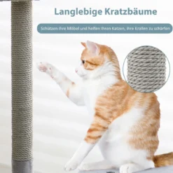 Kratzbaum für drinnen mit gebogenem Metallrahmen 3-Ebenen Katzenaktivitätszentrum Grau