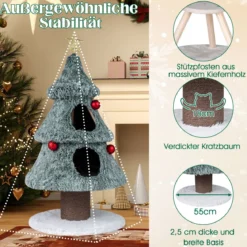 Kratzbaum für Weihnachten mit 2 Katzenhöhlen Katzenbaum Weihnachtsbaum Katzenkratzbaum