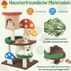 Kratzbaum in Pilzoptik Katzenbaum mit Katzenhöhle & Sisal-Kratzbrett & Spielball 59 x 48 x 102 cm