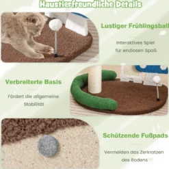 Kratzbaum in Pilzoptik Katzenbaum mit Katzenhöhle & Sisal-Kratzbrett & große Basis & Spielball 60 x 49 x 59 cm