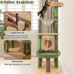Kratzbaum Kaktus Katzenbaum mit Plattformen Bürste Spielzeug Sisalseil Grün + Braun
