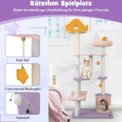 Kratzbaum Katzenbaum mit Katzenhöhle niedlicher Katzenkratzbaum 68 x 48 x 167 cm
