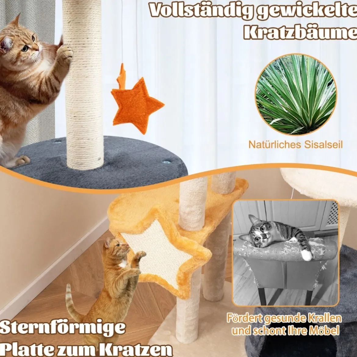 Kratzbaum Katzenbaum mit Katzenhöhle & Plüschsitzfläche & Spielzeug & Spielzeug & Platformen 60 x 41 x 128 cm